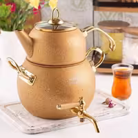 کتری قوری 2/8لیتر و قوری 1لیتر شیر دار کرم ریور کد 5864