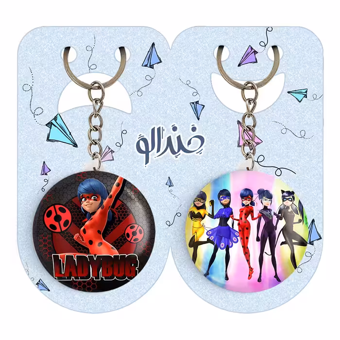 جاکلیدی خندالو مدل دختر کفشدوزکی و پسر گربه ای کد 34373438 مجموعه 2 عددی