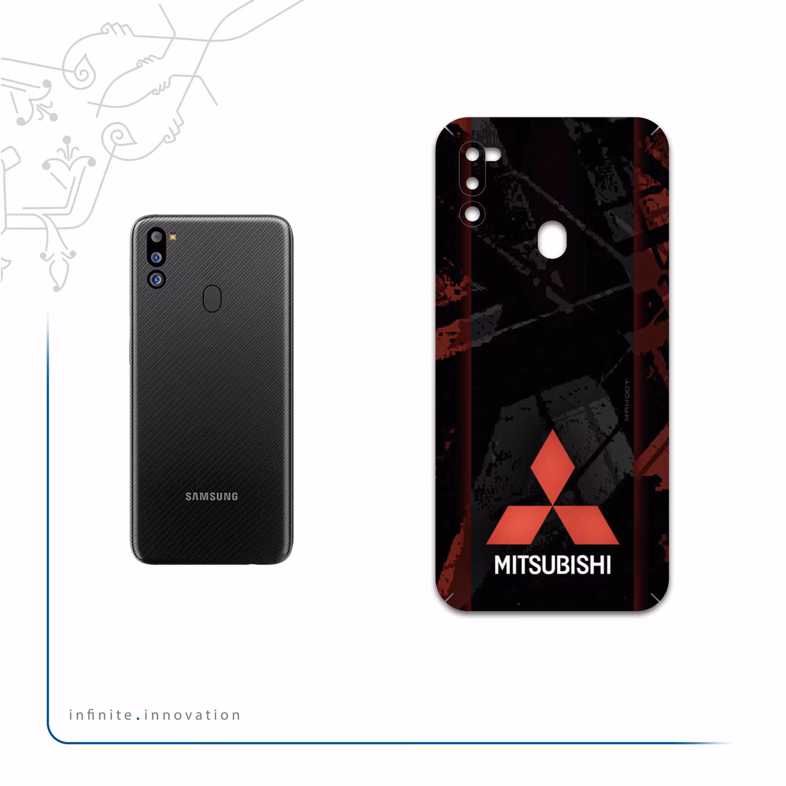 برچسب پوششی ماهوت مدل Mitsubishi-Motor مناسب برای گوشی موبایل سامسونگ Galaxy M21 (2021) Edition