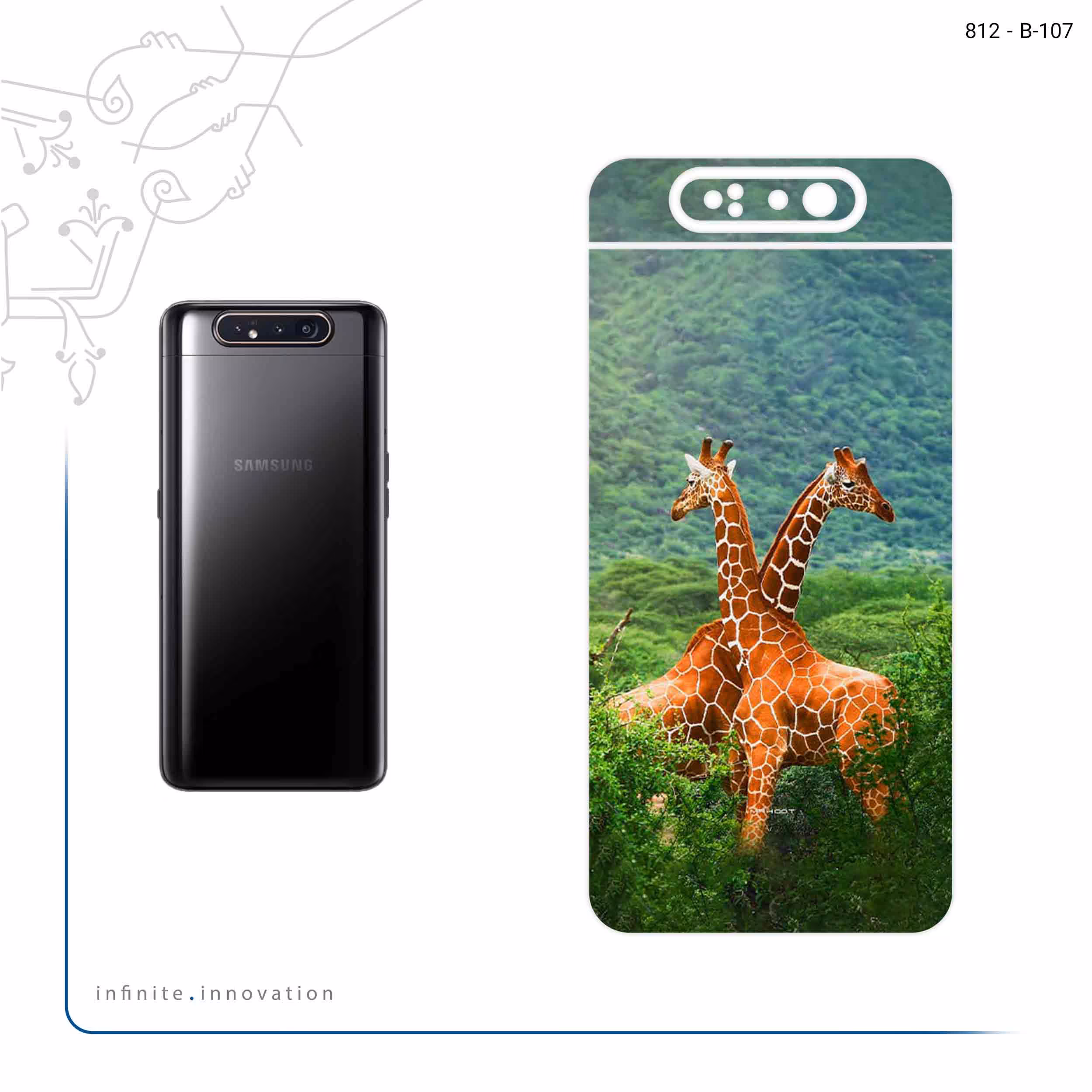 برچسب پوششی ماهوت مدل Giraffe مناسب برای گوشی موبایل سامسونگ Galaxy A80