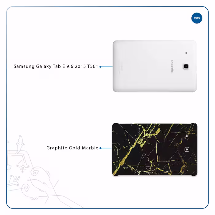 برچسب پوششی ماهوت مدل Graphite-Gold-Marble مناسب برای تبلت سامسونگ Galaxy Tab E 9.6 2015 T561