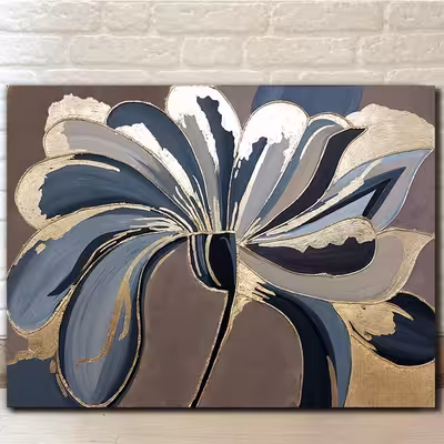 تابلو نقاشی ورق طلا طرح گل دکوراتیو مدل نقش برجسته کد 260