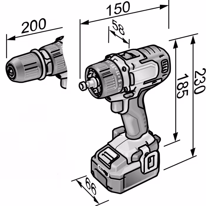 دریل پیچ گوشتی چکشی شارژی فلکس مدل PD 2G 10.8-EC