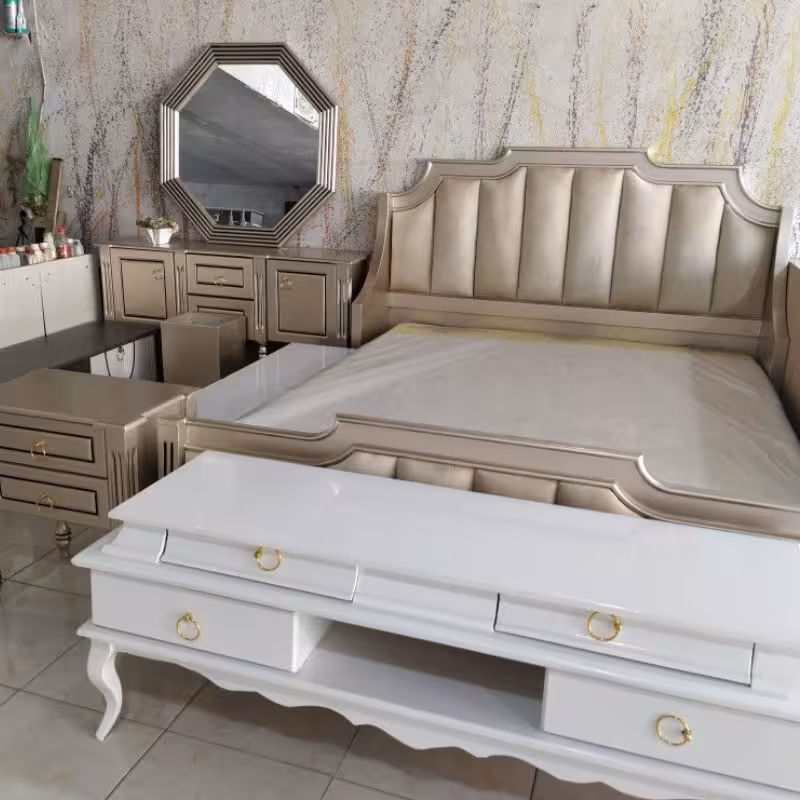 سرویس تخت خواب دو نفره مبله ام دی اف  ( ارسال با باربری و هزینه ارسال به صورت پسکرایه برعهده مشتری عزیز )