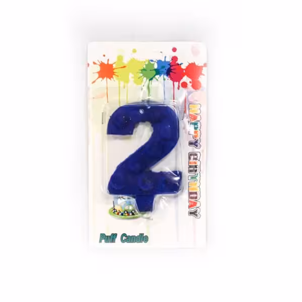 شمع مخملی عدد دو آبی