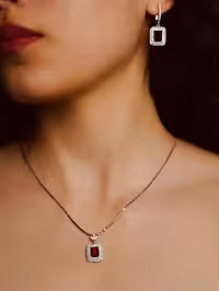 نیمست یاقوت سرخ نقره جواهری کد 00398