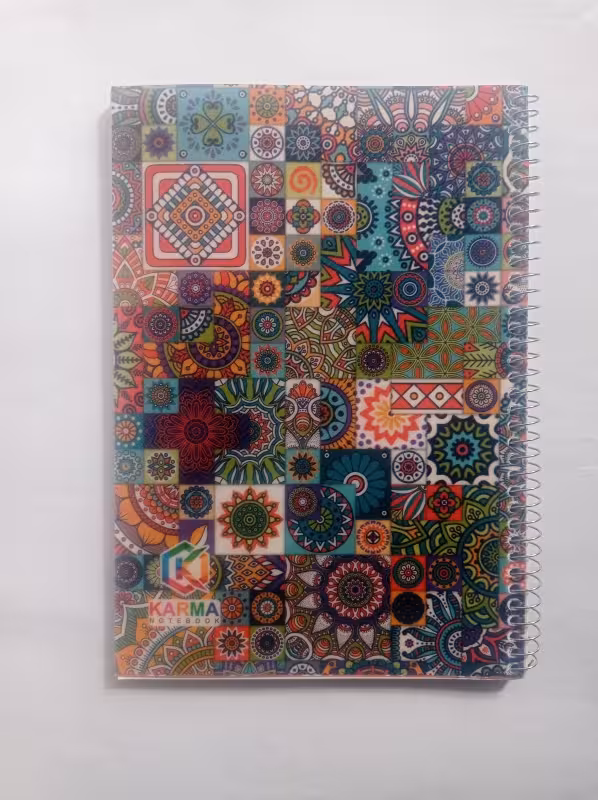 دفتر 80 برگی سیمی جلد طلقی کلاسیک طرح سنتی