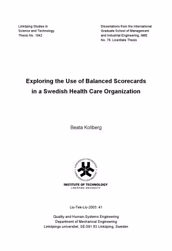 خرید و دانلود نسخه کامل کتاب Exploring the use of balanced scorecards in a Swedish health care organization