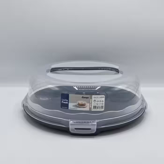 دنیا پلاستیک - ظرف کیک مدل کوتاه طوسی 30305