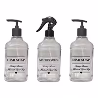 پمپ مایع ظرفشویی مدل برچسبدار square مجموعه دو عددی به همراه اسپری | کالا مکس