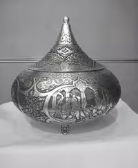 گز خوری دردار سیاه قلم نقره نما طرح گل و مرغ و چهره کد 101609