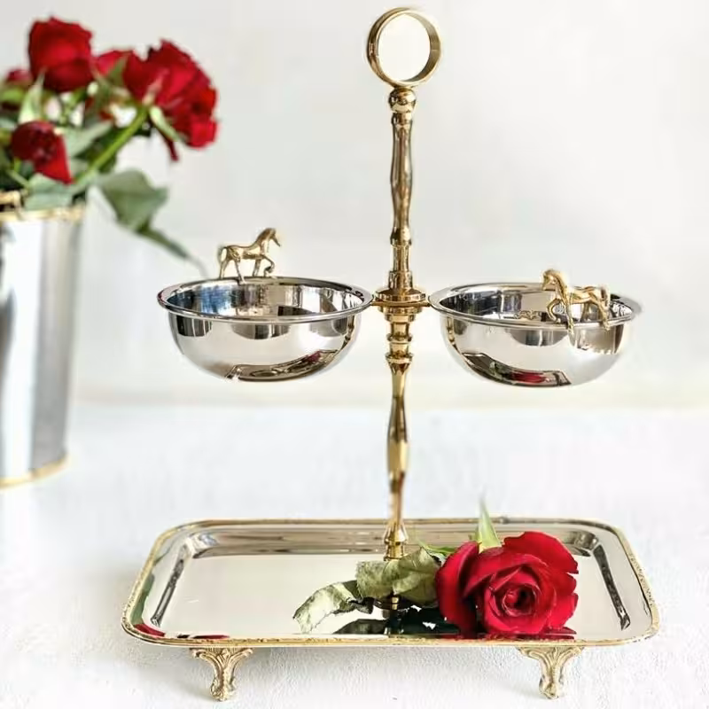 اردو دو طبقه مستطیل استیل برنج کد 7190