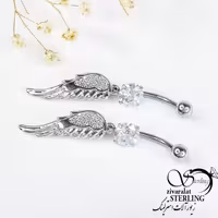 پیرسینگ ناف بال فرشته نقره ای کد 10701