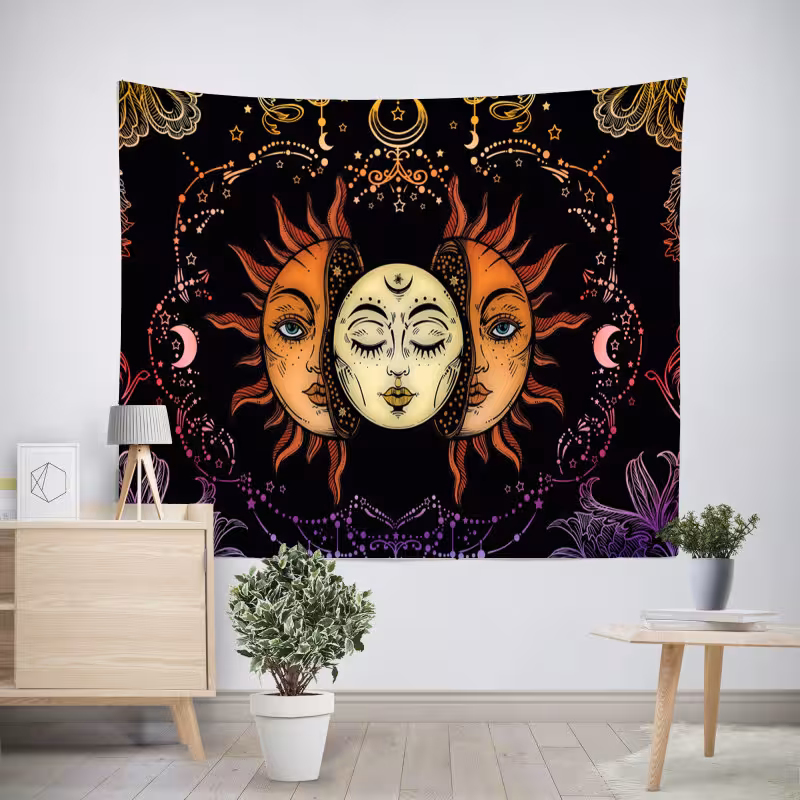 پوستر پارچه ای طرح تپستری ماه و خورشید کد T17