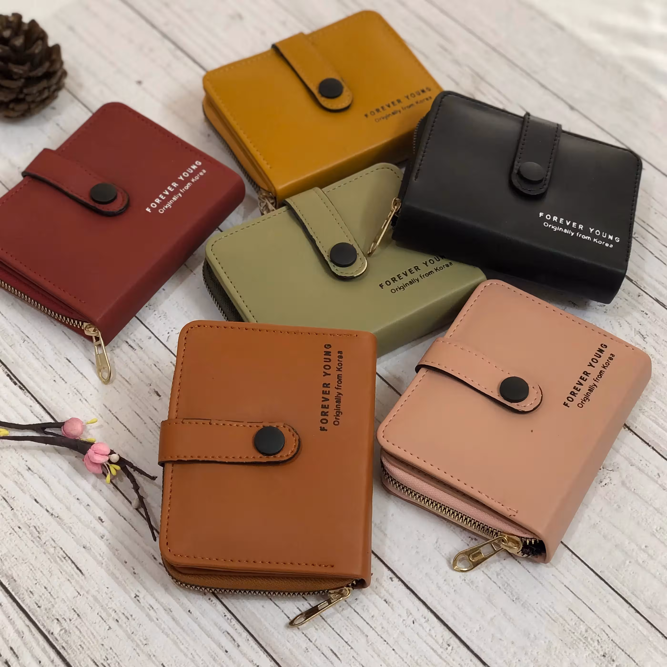 کیف پول دخترانه پشت زیپ زبانه دار