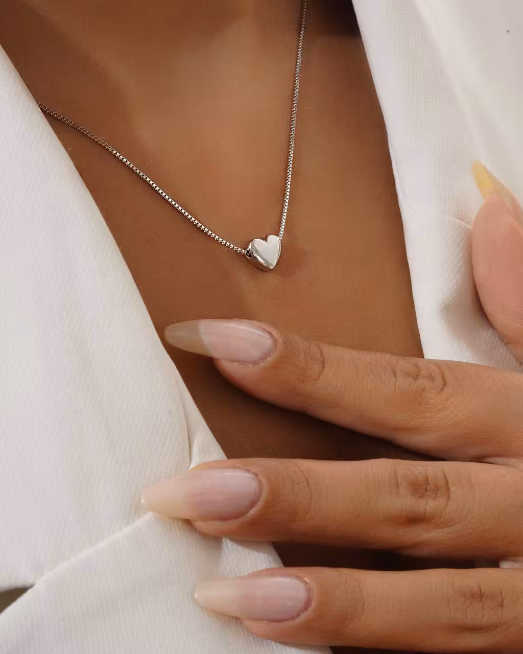 گردنبند قلب وارداتی نقره کد 20520