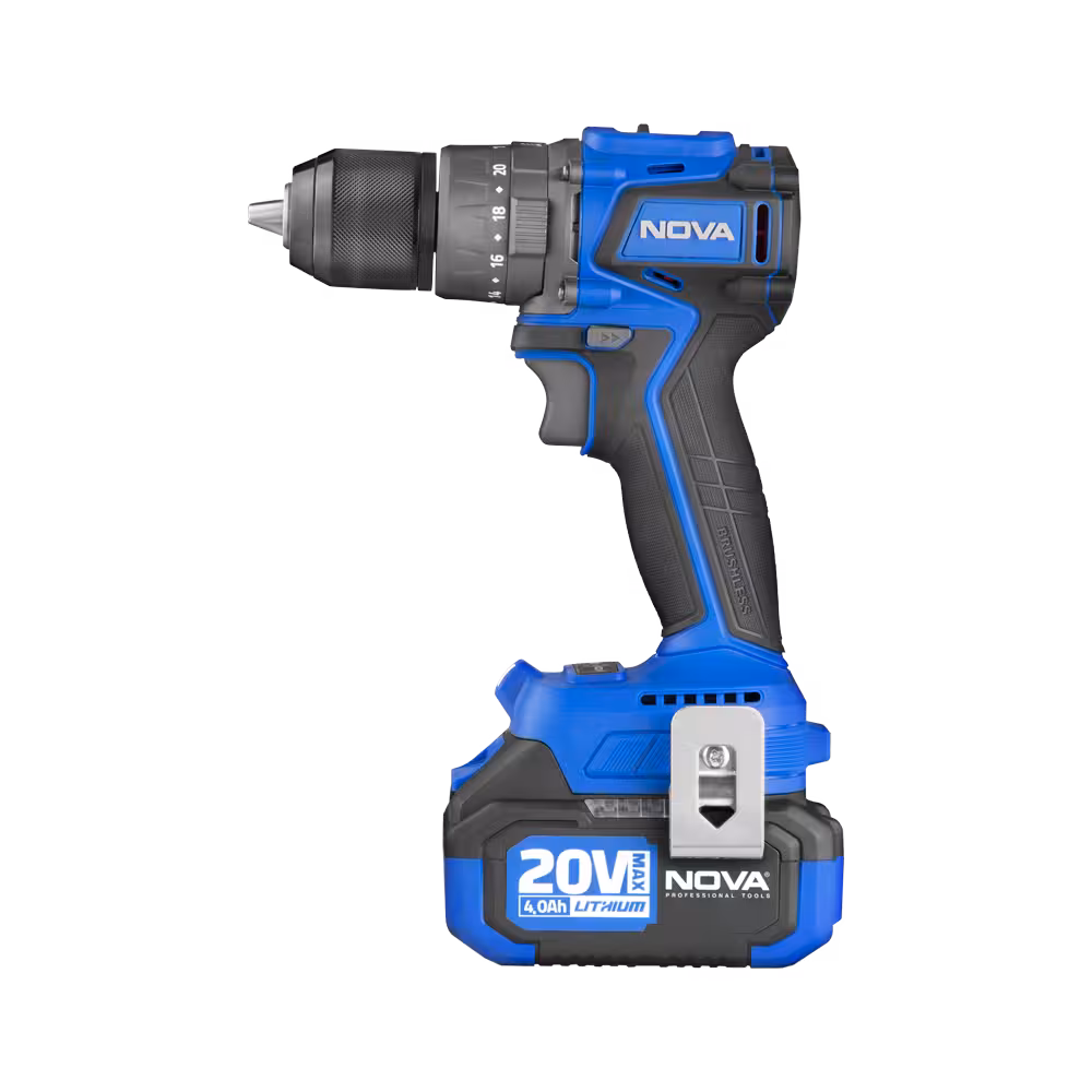 دریل پیچ گوشتی شارژی نووا  13 میلیمتری 20 ولت براشلس با کیف BMC کد 5524