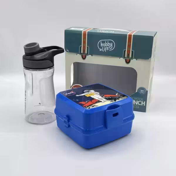 ست ظرف غذا کودک و بطری فضانورد سرمه ای 061199