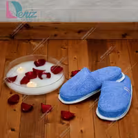 دمپایی حوله ای طرح کرالیچ رنگ آبی روشن