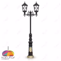 چراغ پارکی دو شعله مدل آروین شاخه رز پایه ماهان شب تاب