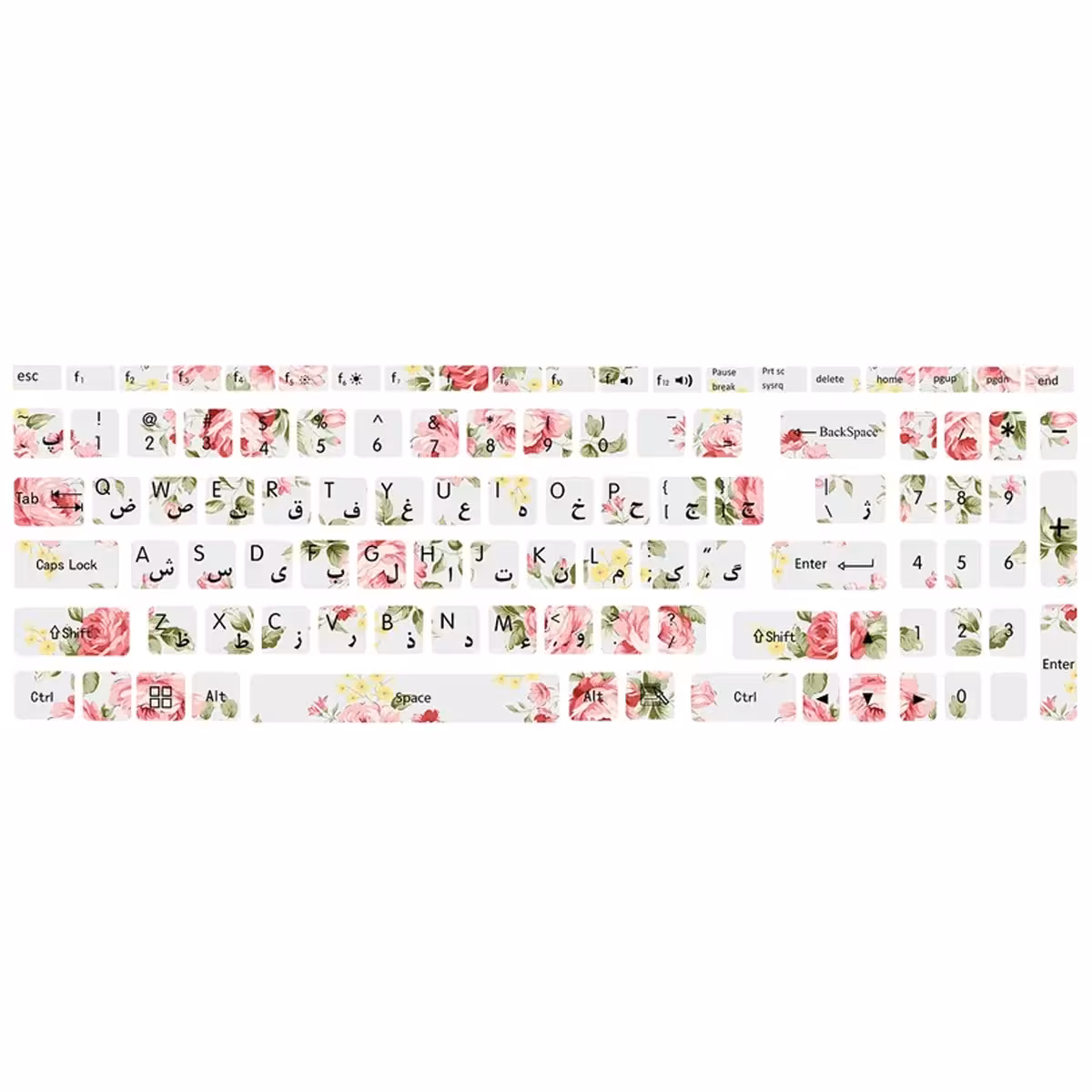 برچسب حروف فارسی کیبورد گل رز کد 01