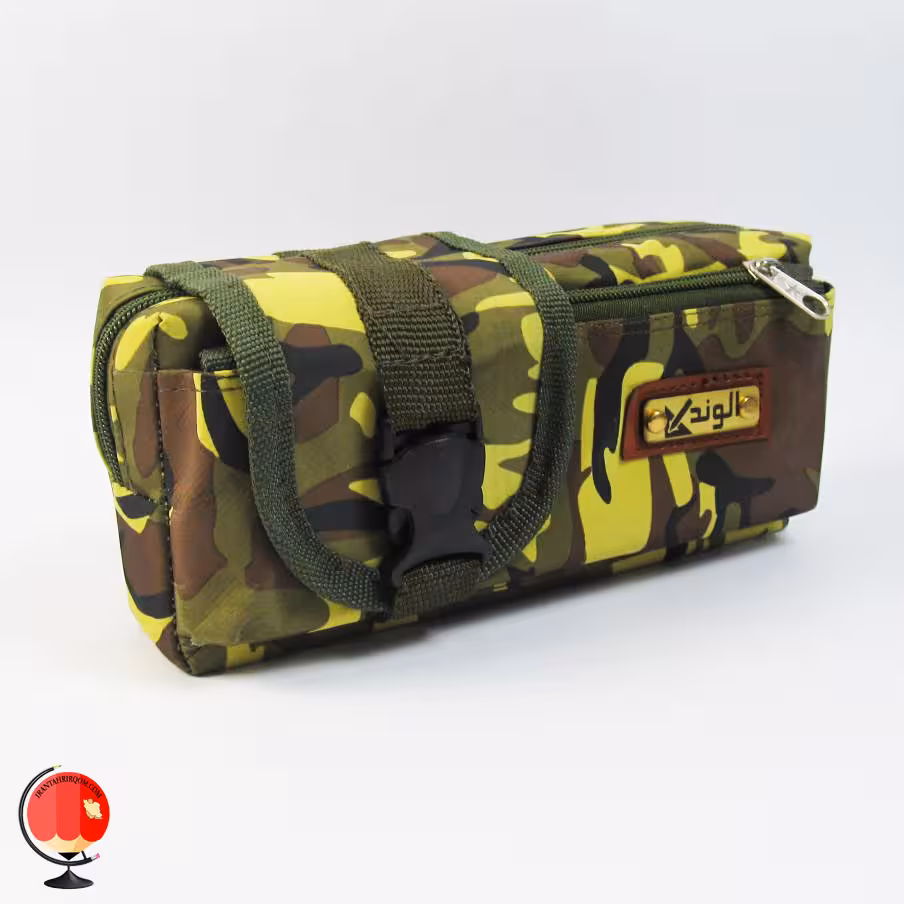 جامدادی اسپرت سه زیپ طرح چریکی سبز الوند