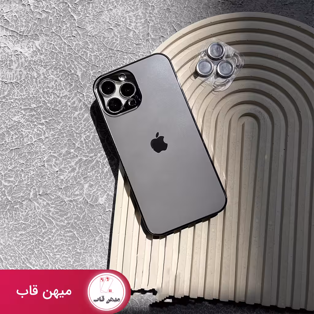 قاب گوشی آیفون PVD نچرال تیتانیوم به همراه محافظ لنز رینگی - کد (46649)