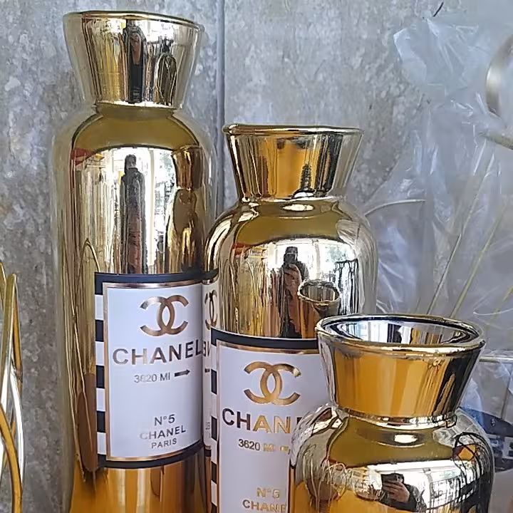 گلدان 3 سایز طلایی