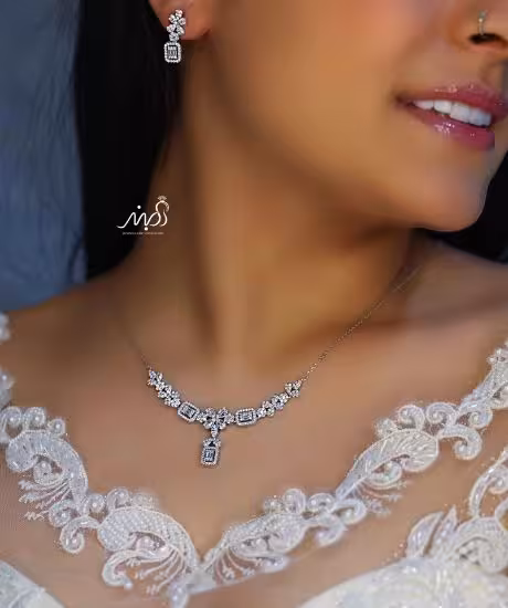 💍نیم ست جواهری خاص و زیبا ، نقره عیار 925(N_4318)