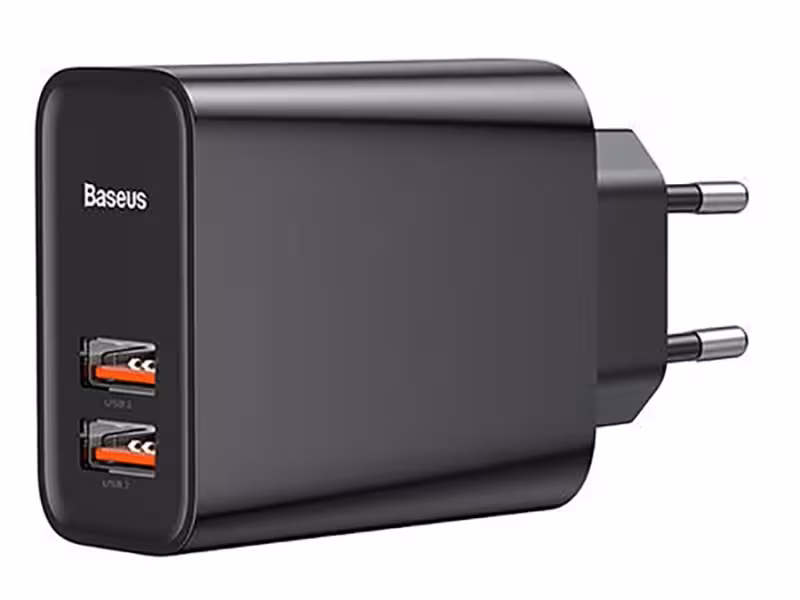 آداپتور سریع دو پورت یو اس بی 30 وات بیسوس Baseus Speed Dual Quick Charger BS-EU906/BS-CH906