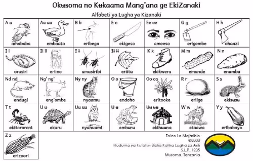 خرید و دانلود نسخه کامل کتاب Okʉsoma no Kʉkaama Mang’ana ge EkiZanaki Alfabeti ya Lugha ya Kizanaki