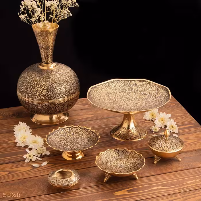 ست پذیرایی برنجی طلایی کد 307