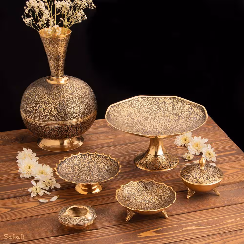 ست پذیرایی برنجی طلایی کد 307