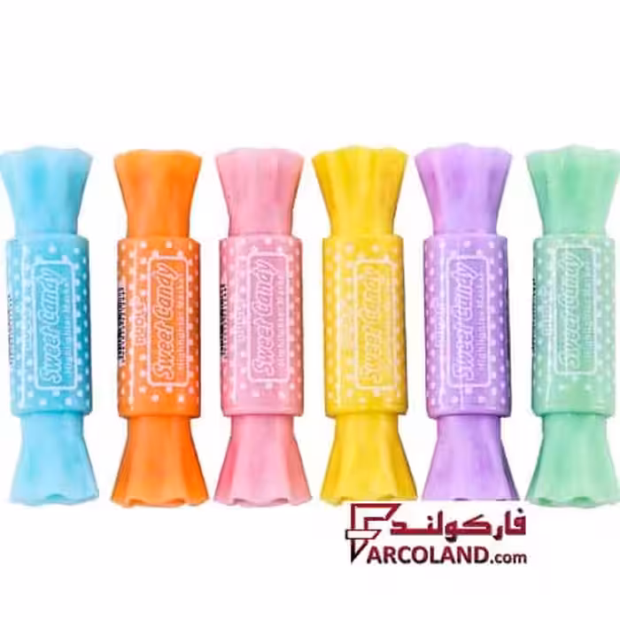 ماژیک هایلایت طرح شکلاتی دو سر بسته 6 رنگ کد DL-128 | علامت گذار