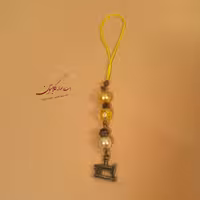 آویز فلش موبایل  کیف جامدادی چرخ خیاطی تم زرد گلابتون