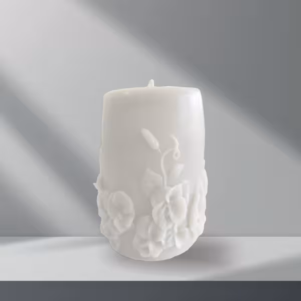 شمع دکوری مارسلا گلدونی سفید