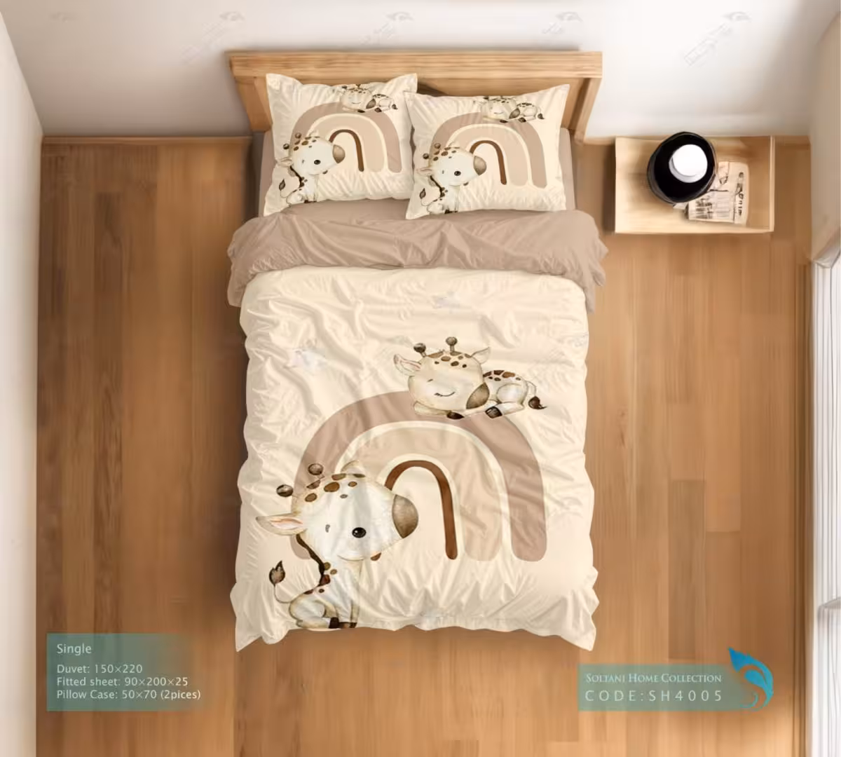 روتختی و ست کامل طرح زرافه کوچولو سایز یکنفره کد SH4005