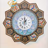 ساعت خورشیدی خاتم کاری گل و مرغ بزرگ