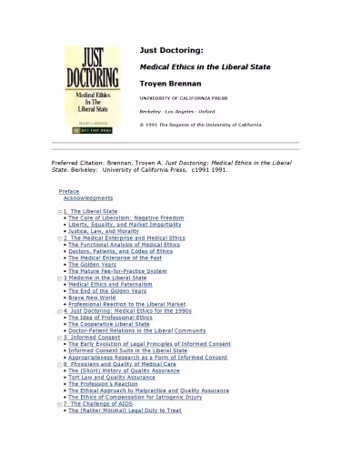 خرید و دانلود نسخه کامل کتاب Just Doctoring: Medical Ethics in the Liberal State