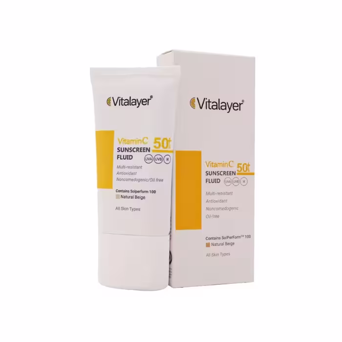 فلویید ضد آفتاب رنگی بژ طبیعی SPF50 ویتامین C ویتالیر