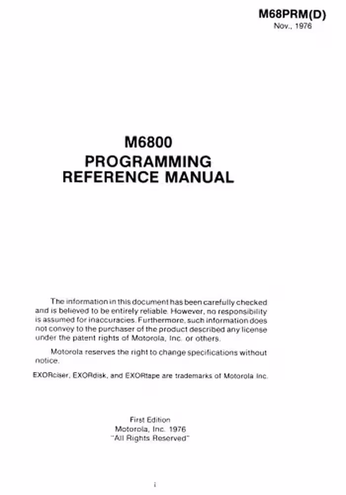 خرید و دانلود نسخه کامل کتاب M6800 Programming Reference Manual