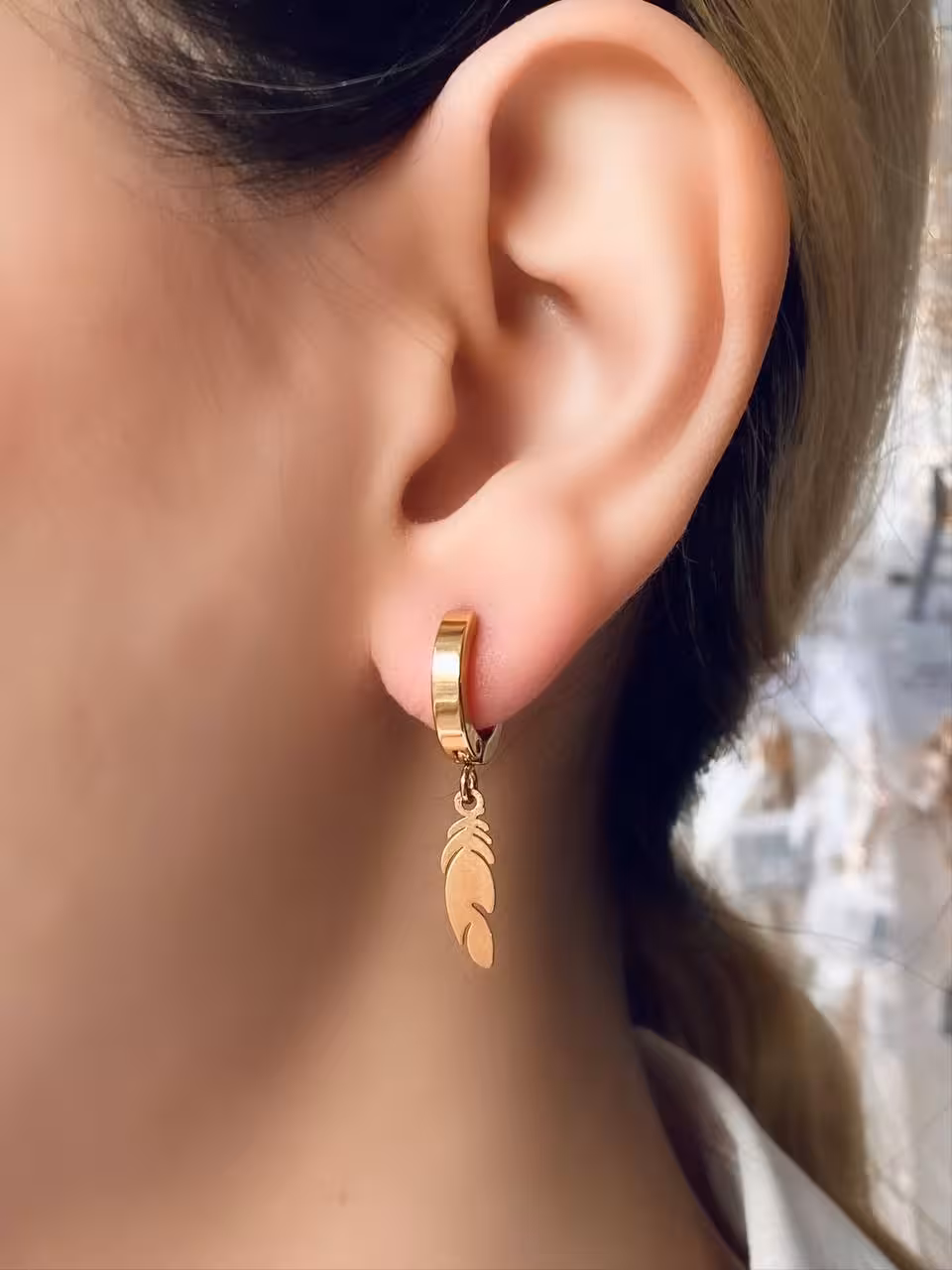 گوشواره حلقه ای استیل، مدل پر