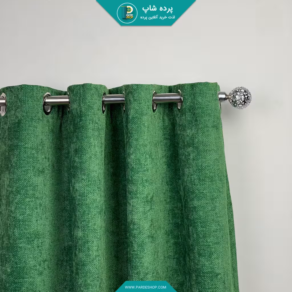پرده پانچی مخمل بافت‌دار رنگ سبز ارتشی