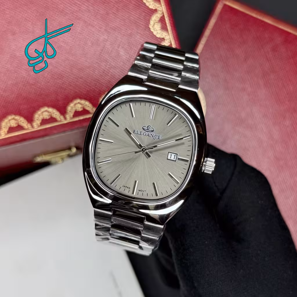 خرید ساعت مردانه الگانس صفحه چهارگوش موتور ژاپن کیفیت عالی رنگ ثابت کد 1923981 - ردگل