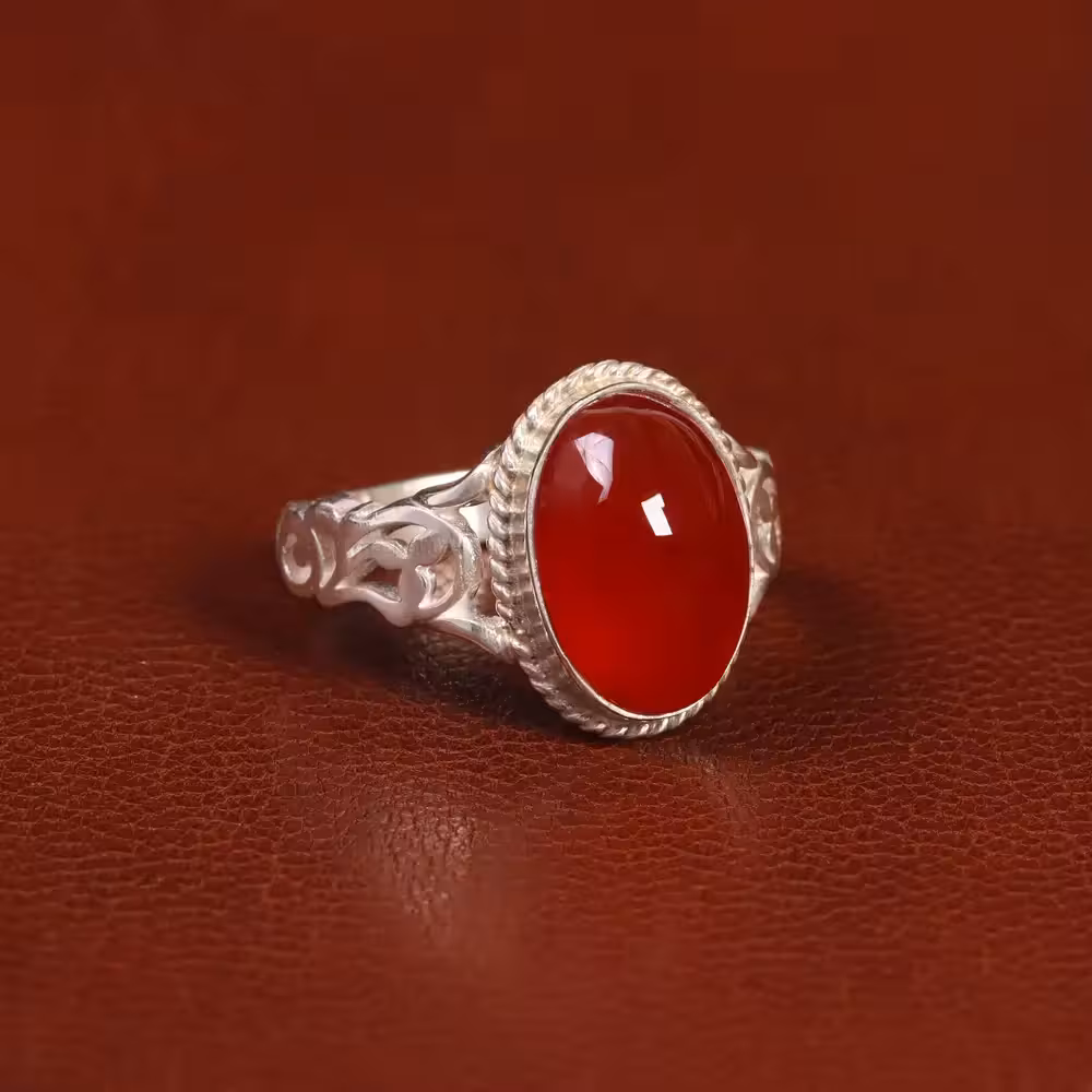 انگشتر عقیق مردانه کد 29484 - جواهری مشاهیر