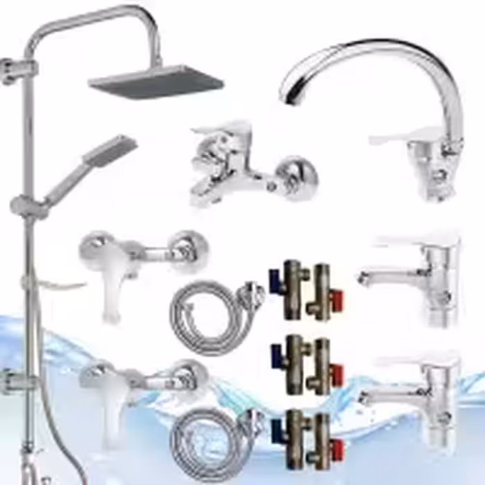 ست15عددی شیرالات اهرمی مدل قهرمان  با علم دوش رسوبگیر اتومات