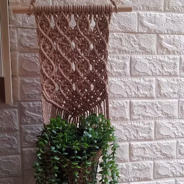 آویز دیواری گلدان مکرومه