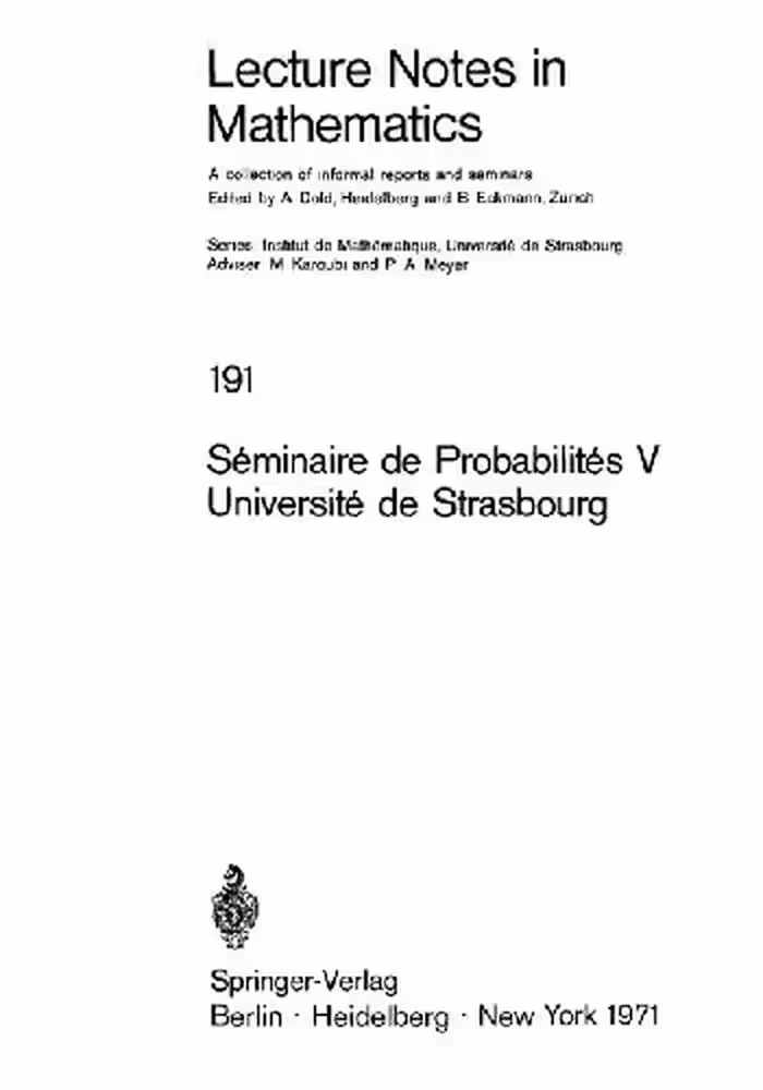 خرید و دانلود نسخه کامل کتاب Séminaire de Probabilités V