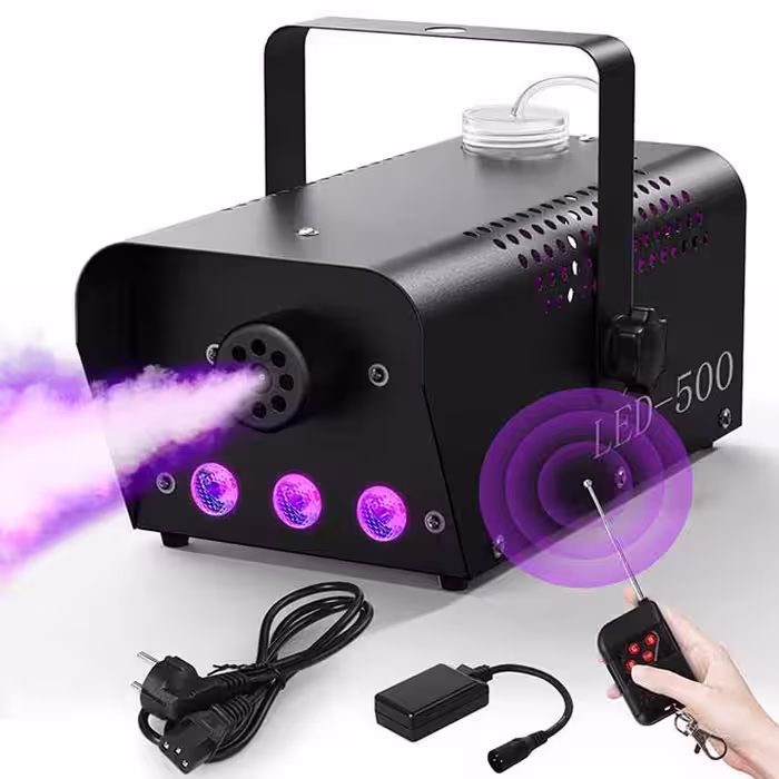 ماشین نور و مه ساز مهمانی RGB Fog Machine, 500 W Mini Smoke Machine with RGB Mixed Colour LED