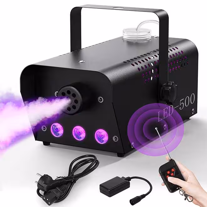 ماشین نور و مه ساز مهمانی RGB Fog Machine, 500 W Mini Smoke Machine with RGB Mixed Colour LED